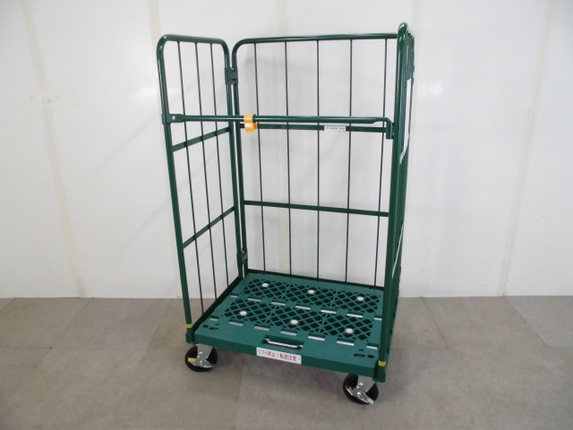 カゴ台車 / 4輪自在 / 積載質量500kg / グリーン