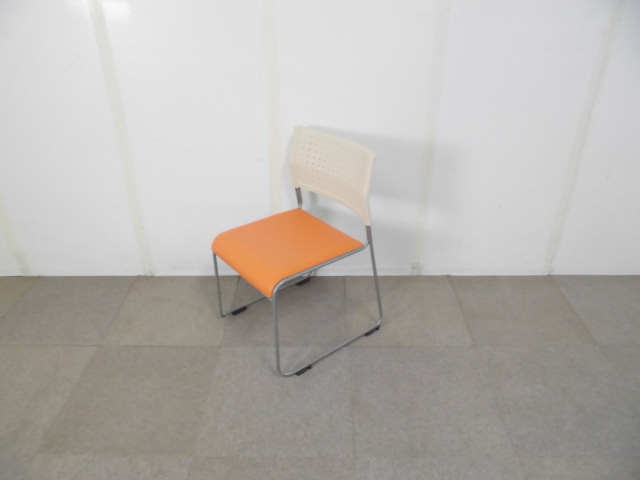 ミーティングチェア/オレンジ/【中古】