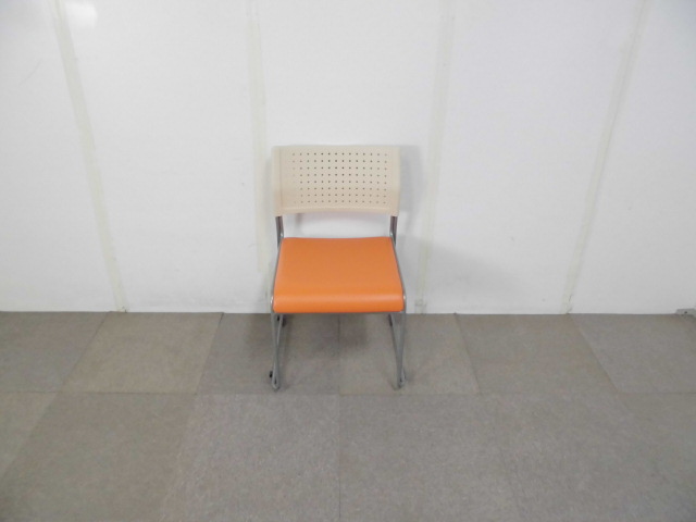 ミーティングチェア/オレンジ/【中古】