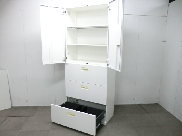 クロガネ / ホワイト / 【中古】 上下連結書庫