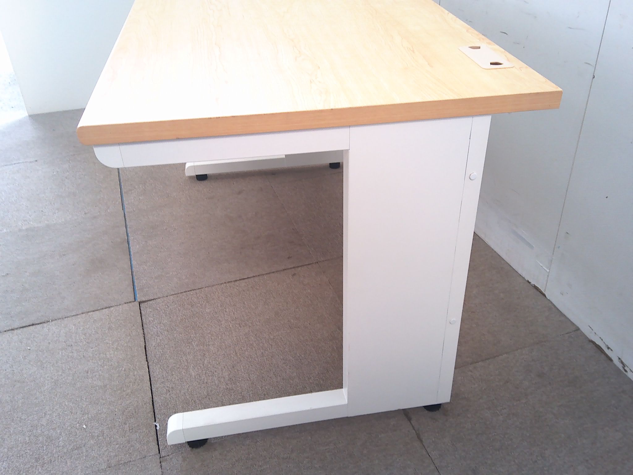 木目調/平デスク/【中古】