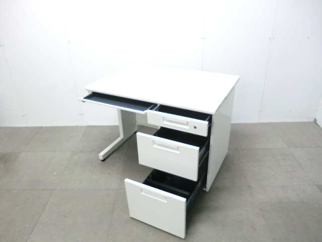 プラス / LEED / ホワイト / 【中古】 片袖デスク