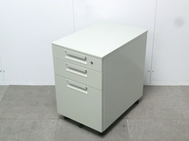 プラス LEED ニューグレー 【中古】 3段ワゴン デスクワゴン 引出 収納 plus