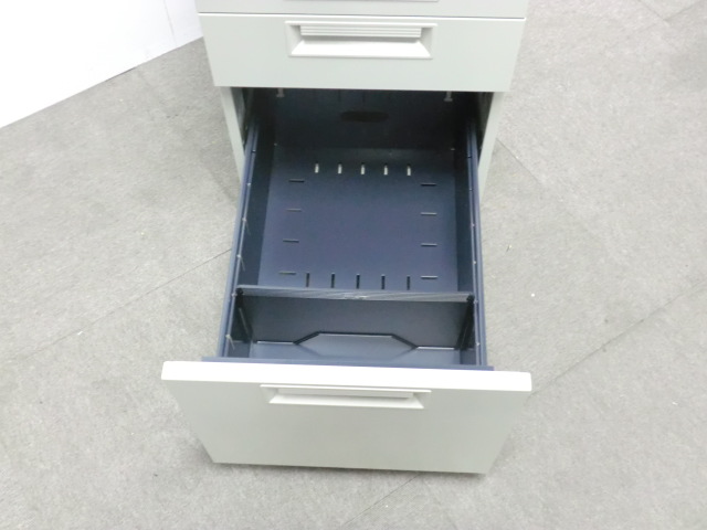 プラス LEED ニューグレー 【中古】 3段ワゴン デスクワゴン 引出 収納 plus