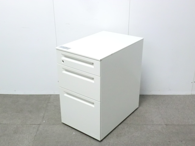 オカムラ プロユニット ホワイト 【中古】 3段ワゴン デスクワゴン 引出 収納 Okamura