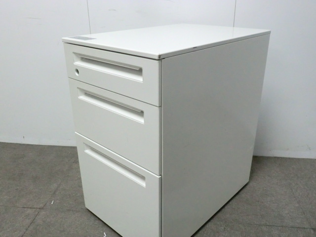 オカムラ プロユニット ホワイト 【中古】 3段ワゴン デスクワゴン 引出 収納 Okamura