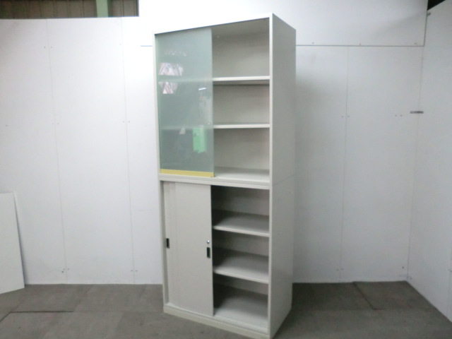 オカムラ / ニューグレー / 【中古】 上下連結書庫