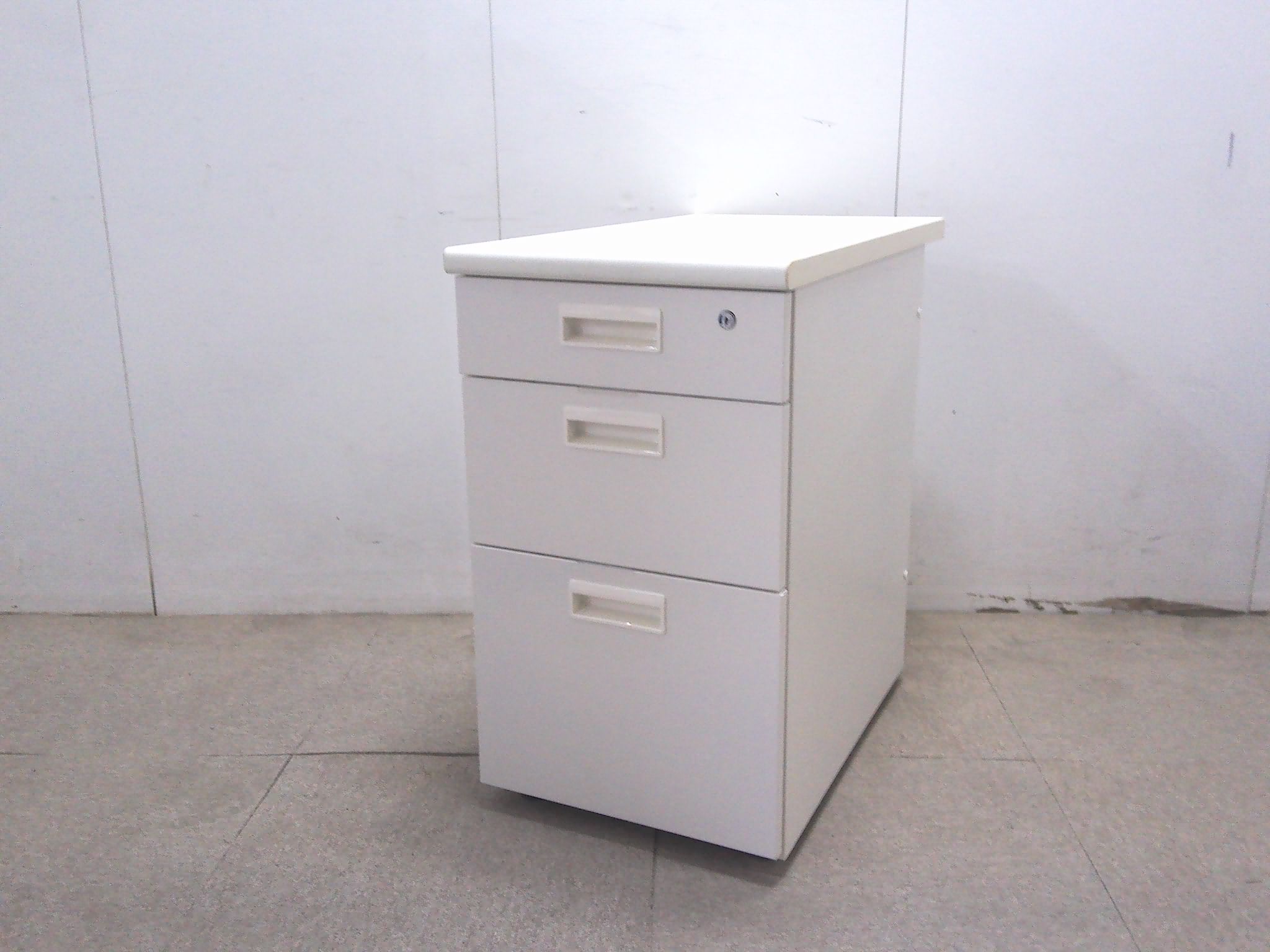 ホワイト/脇机3段/【中古】