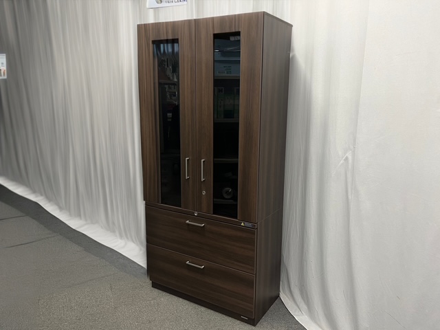 オカムラ / 木目調 【中古】 木製書庫